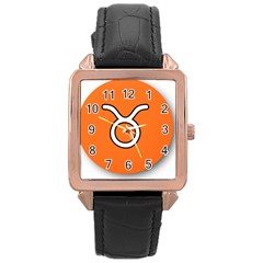 Taurus Symbol Sign Orange Rose Gold Leather Watch  by Mariart