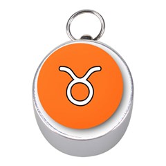 Taurus Symbol Sign Orange Mini Silver Compasses