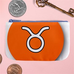 Taurus Symbol Sign Orange Large Coin Purse by Mariart