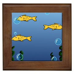 Water Bubbles Fish Seaworld Blue Framed Tiles by Mariart