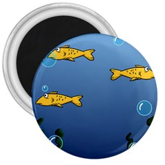 Water Bubbles Fish Seaworld Blue 3  Magnets by Mariart