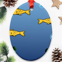 Water Bubbles Fish Seaworld Blue Ornament (oval) by Mariart