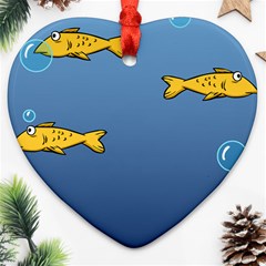 Water Bubbles Fish Seaworld Blue Ornament (heart) by Mariart