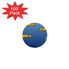 Water Bubbles Fish Seaworld Blue 1  Mini Buttons (100 Pack) 