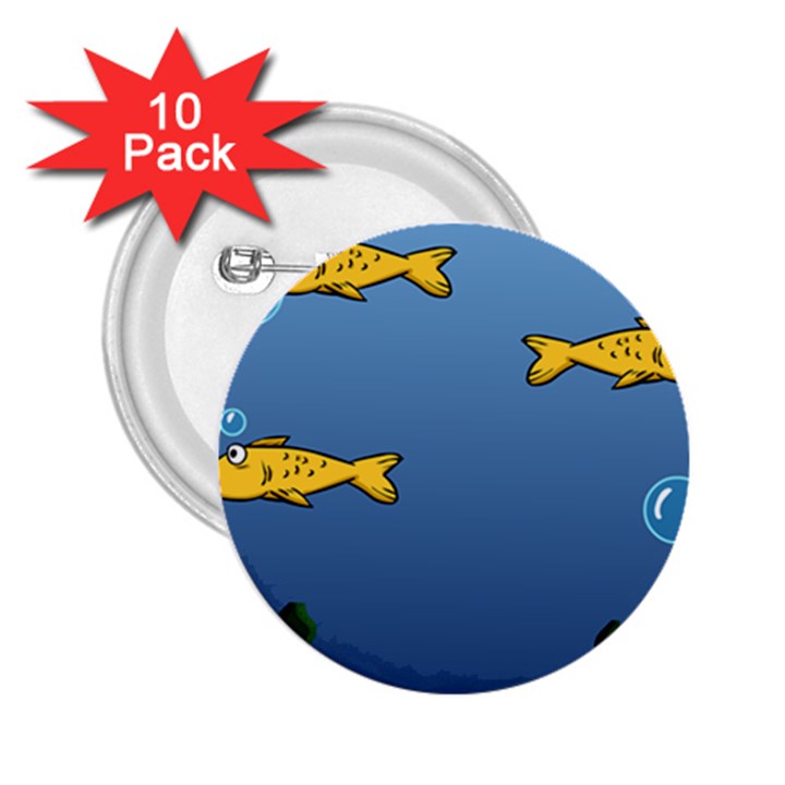 Water Bubbles Fish Seaworld Blue 2.25  Buttons (10 pack) 