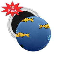 Water Bubbles Fish Seaworld Blue 2 25  Magnets (10 Pack) 