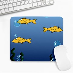 Water Bubbles Fish Seaworld Blue Large Mousepads by Mariart