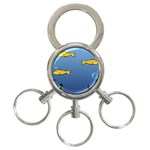 Water Bubbles Fish Seaworld Blue 3-Ring Key Chains Front