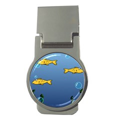 Water Bubbles Fish Seaworld Blue Money Clips (round)  by Mariart