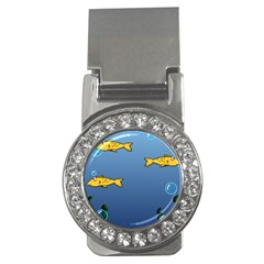 Water Bubbles Fish Seaworld Blue Money Clips (cz) 