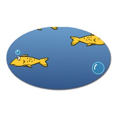 Water Bubbles Fish Seaworld Blue Oval Magnet by Mariart