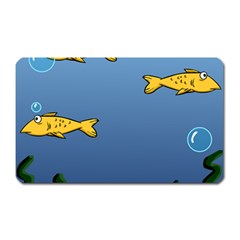 Water Bubbles Fish Seaworld Blue Magnet (rectangular)