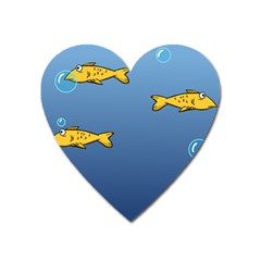 Water Bubbles Fish Seaworld Blue Heart Magnet by Mariart