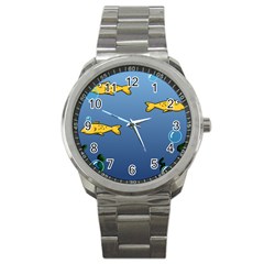 Water Bubbles Fish Seaworld Blue Sport Metal Watch