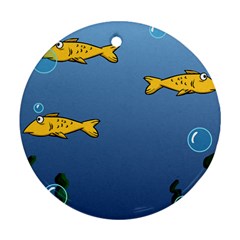 Water Bubbles Fish Seaworld Blue Round Ornament (two Sides) by Mariart