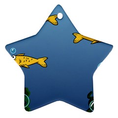 Water Bubbles Fish Seaworld Blue Star Ornament (two Sides) by Mariart