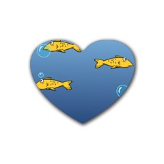 Water Bubbles Fish Seaworld Blue Heart Coaster (4 Pack)  by Mariart