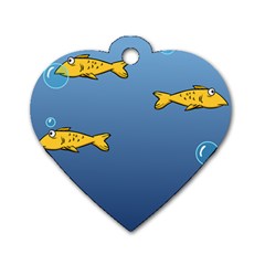 Water Bubbles Fish Seaworld Blue Dog Tag Heart (two Sides) by Mariart