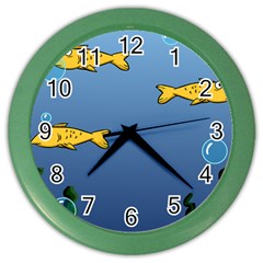 Water Bubbles Fish Seaworld Blue Color Wall Clocks by Mariart