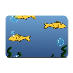 Water Bubbles Fish Seaworld Blue Small Doormat  by Mariart