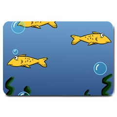 Water Bubbles Fish Seaworld Blue Large Doormat  by Mariart