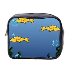 Water Bubbles Fish Seaworld Blue Mini Toiletries Bag 2-side