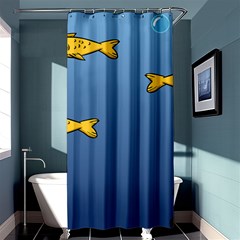 Water Bubbles Fish Seaworld Blue Shower Curtain 36  X 72  (stall)  by Mariart