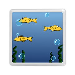 Water Bubbles Fish Seaworld Blue Memory Card Reader (square) 