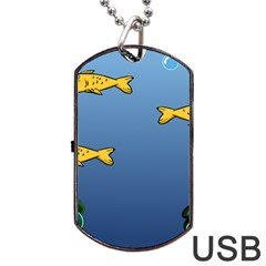 Water Bubbles Fish Seaworld Blue Dog Tag Usb Flash (one Side) by Mariart