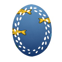 Water Bubbles Fish Seaworld Blue Ornament (oval Filigree) by Mariart