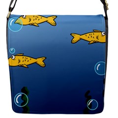 Water Bubbles Fish Seaworld Blue Flap Messenger Bag (s) by Mariart