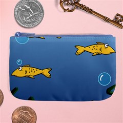 Water Bubbles Fish Seaworld Blue Large Coin Purse