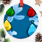 Water Balloon Blue Red Green Yellow Spot Round Ornament (Two Sides) Front