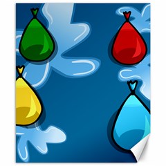 Water Balloon Blue Red Green Yellow Spot Canvas 8  x 10 