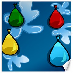 Water Balloon Blue Red Green Yellow Spot Canvas 20  x 20  