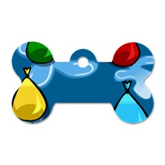 Water Balloon Blue Red Green Yellow Spot Dog Tag Bone (Two Sides)