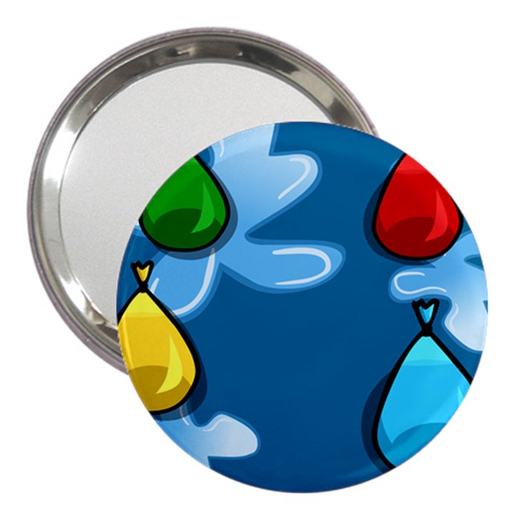 Water Balloon Blue Red Green Yellow Spot 3  Handbag Mirrors