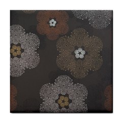 Walls Medallion Floral Grey Polka Tile Coasters