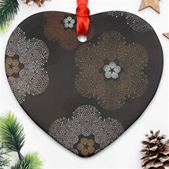 Walls Medallion Floral Grey Polka Ornament (heart)