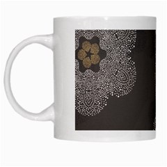 Walls Medallion Floral Grey Polka White Mugs by Mariart