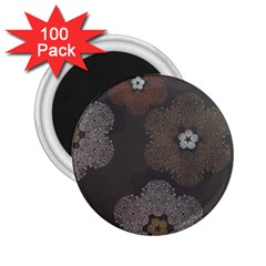 Walls Medallion Floral Grey Polka 2 25  Magnets (100 Pack) 