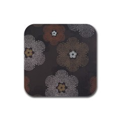 Walls Medallion Floral Grey Polka Rubber Square Coaster (4 Pack)  by Mariart