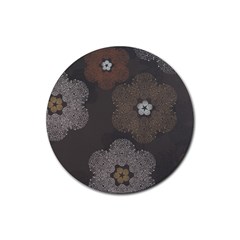 Walls Medallion Floral Grey Polka Rubber Coaster (round) 