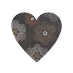 Walls Medallion Floral Grey Polka Heart Magnet by Mariart