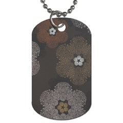 Walls Medallion Floral Grey Polka Dog Tag (one Side) by Mariart