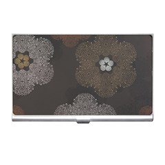 Walls Medallion Floral Grey Polka Business Card Holders by Mariart