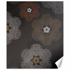 Walls Medallion Floral Grey Polka Canvas 8  X 10  by Mariart