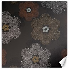 Walls Medallion Floral Grey Polka Canvas 12  X 12   by Mariart