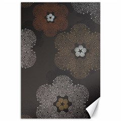 Walls Medallion Floral Grey Polka Canvas 12  X 18   by Mariart