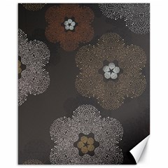 Walls Medallion Floral Grey Polka Canvas 16  X 20   by Mariart